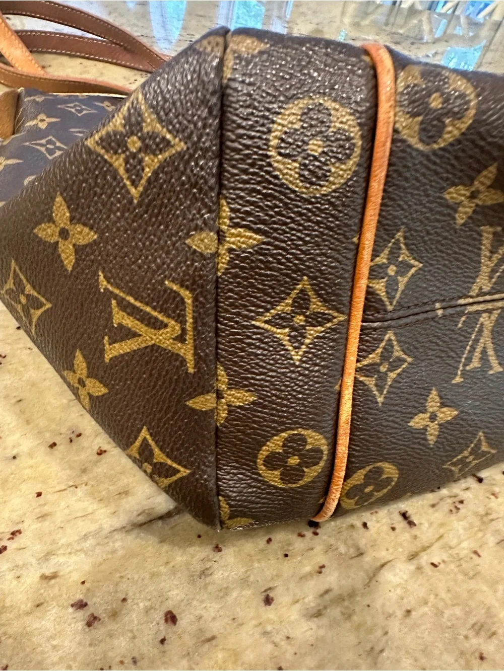 Louis Vuitton Monogram Canvas Tote with Tan Straps
